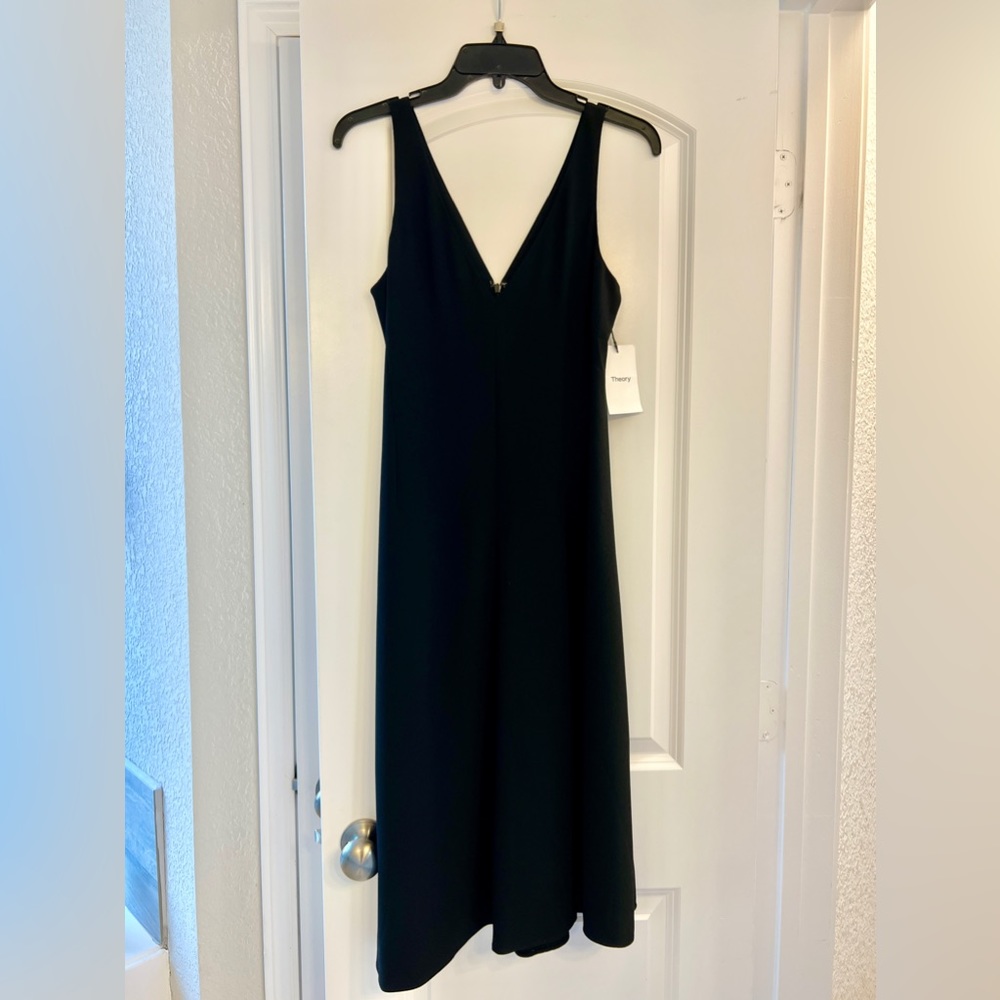 Sleeves, Deep V, Black Dress